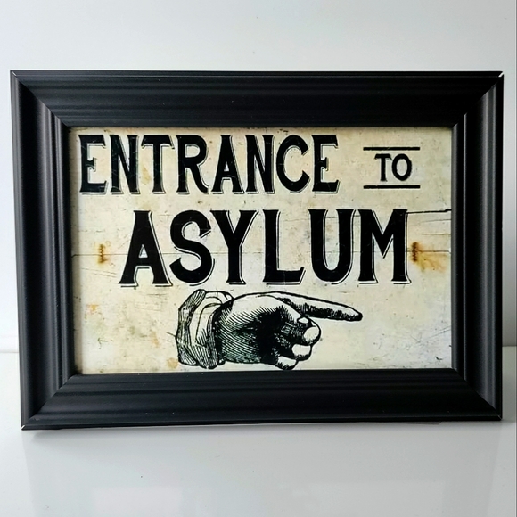 Insane Asylum Halloween Gothic Dark Memento Halloeedn Funny Sign Homd Dd Decor - Picture 2 of 4